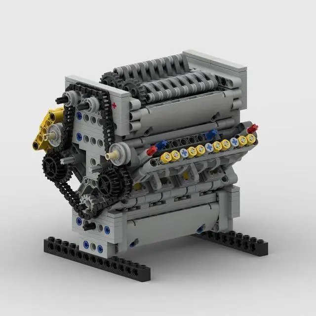 Alt view image 4 of 6 - ZITIANYOUBUILD MOC-60662 V8 Engine with Roots Supercharger, Camshaft & Covers 945 Parts