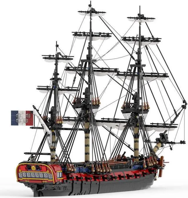 Main image of ZITIANYOUBUILD MOC-144875 28-Gun Frigate Full Rigged Ship with 3 Masts and Interior 6149 Parts