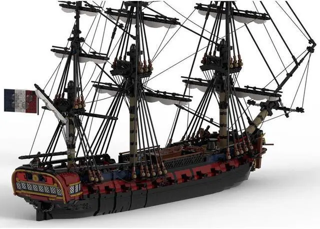 Alt view image 4 of 4 - ZITIANYOUBUILD MOC-144875 28-Gun Frigate Full Rigged Ship with 3 Masts and Interior 6149 Parts