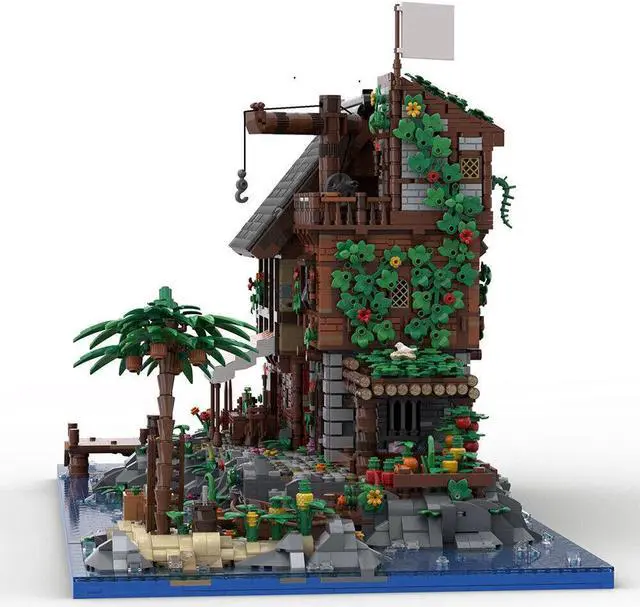 Alt view image 3 of 6 - ZITIANYOUBUILD MOC-126702 Medieval Pirate's Refuge on Island with Interior 8624 Parts