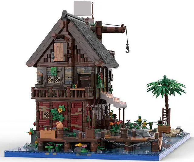 Alt view image 2 of 6 - ZITIANYOUBUILD MOC-126702 Medieval Pirate's Refuge on Island with Interior 8624 Parts
