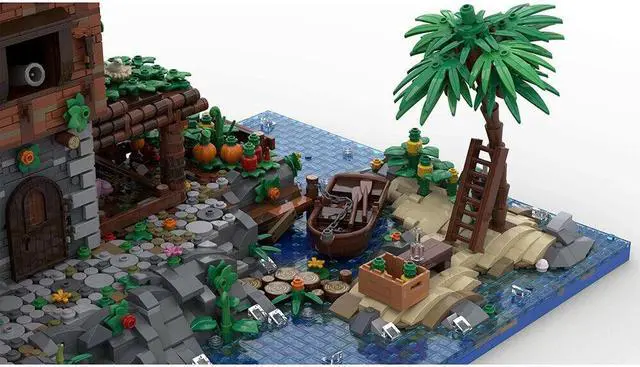 Alt view image 6 of 6 - ZITIANYOUBUILD MOC-126702 Medieval Pirate's Refuge on Island with Interior 8624 Parts