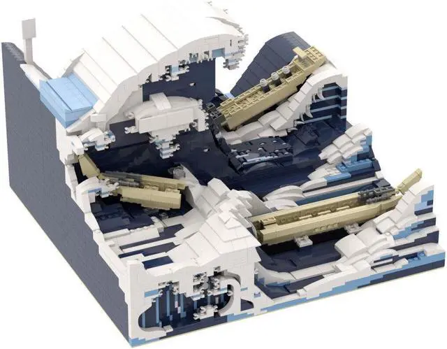 Alt view image 3 of 4 - ZITIANYOUBUILD C4981 Famous Paintings of the World: The Wave Building Toys Set 3289 Parts