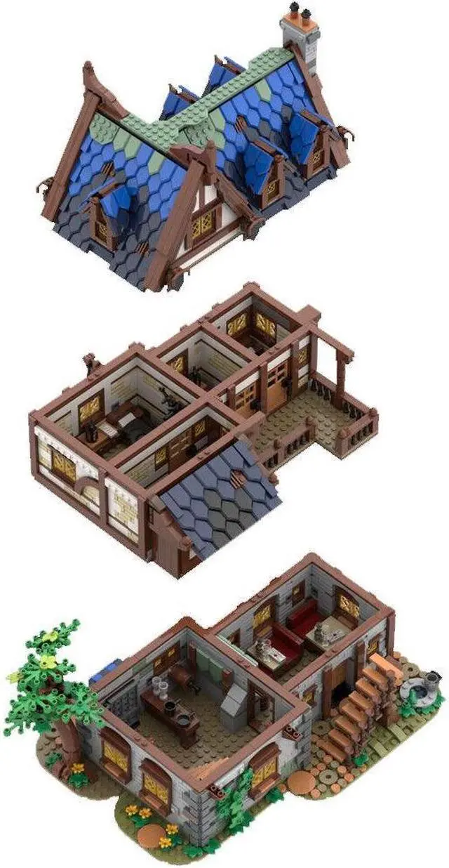 Alt view image 4 of 4 - ZITIANYOUBUILD MOC-119495 Medieval Tavern & Hotel Model Modular Building 2989 Parts Gift