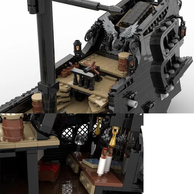 Alt view image 4 of 4 - ZITIANYOUBUILD MOC-80551 Black Pirate Ship Model Building Toys Set for Collection 2478 Parts
