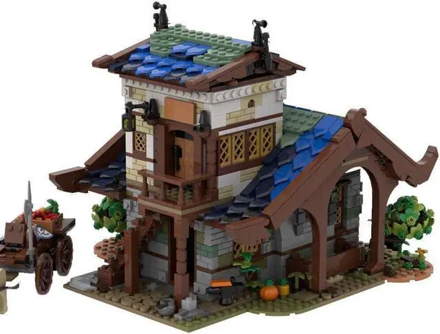 Alt view image 5 of 6 - ZITIANYOUBUILD MOC-80029 Medieval Town, House, Windmill, Market 2164 Parts Choose One of Five