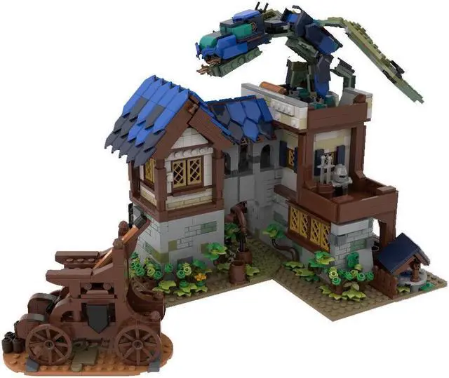 Alt view image 6 of 6 - ZITIANYOUBUILD MOC-80029 Medieval Town, House, Windmill, Market 2164 Parts Choose One of Five