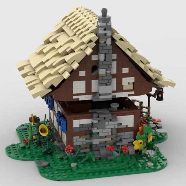Alt view image 2 of 3 - ZITIANYOUBUILD MOC-155545 Medieval Village House with Fireplace Dining Table, Closet 2862 Parts