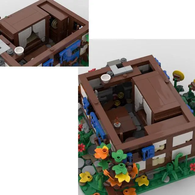 Alt view image 3 of 3 - ZITIANYOUBUILD MOC-155545 Medieval Village House with Fireplace Dining Table, Closet 2862 Parts
