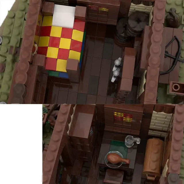 Alt view image 3 of 3 - ZITIANYOUBUILD MOC-112418 Modular Building: Medieval Hunter's Hut House Model 1404 Parts