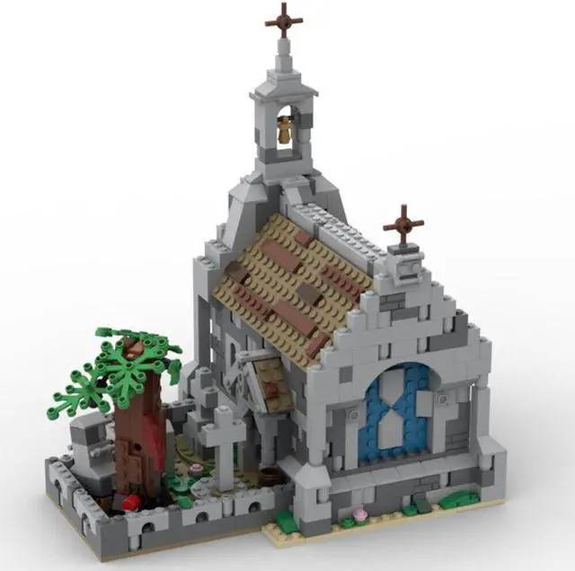 Main image of ZITIANYOUBUILD MOC-155491 Medieval Chapel with Graveyard and Tree Building Toys Set 1006 Parts