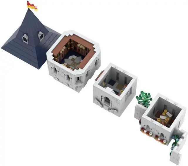 Alt view image 4 of 5 - ZITIANYOUBUILD MOC-142666 3517 Parts Tower Keep & Low Courtyard Extension for Set 10305 Castle