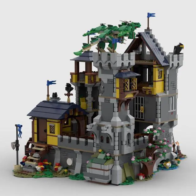 Alt view image 3 of 5 - ZITIANYOUBUILD MOC-101052 Blue Knights Castle Medieval Castle with Interior 2468 Parts
