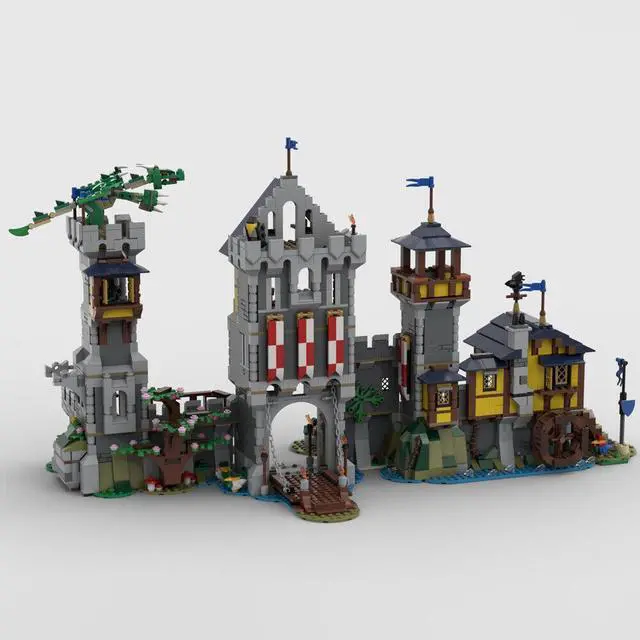 Alt view image 4 of 5 - ZITIANYOUBUILD MOC-101052 Blue Knights Castle Medieval Castle with Interior 2468 Parts
