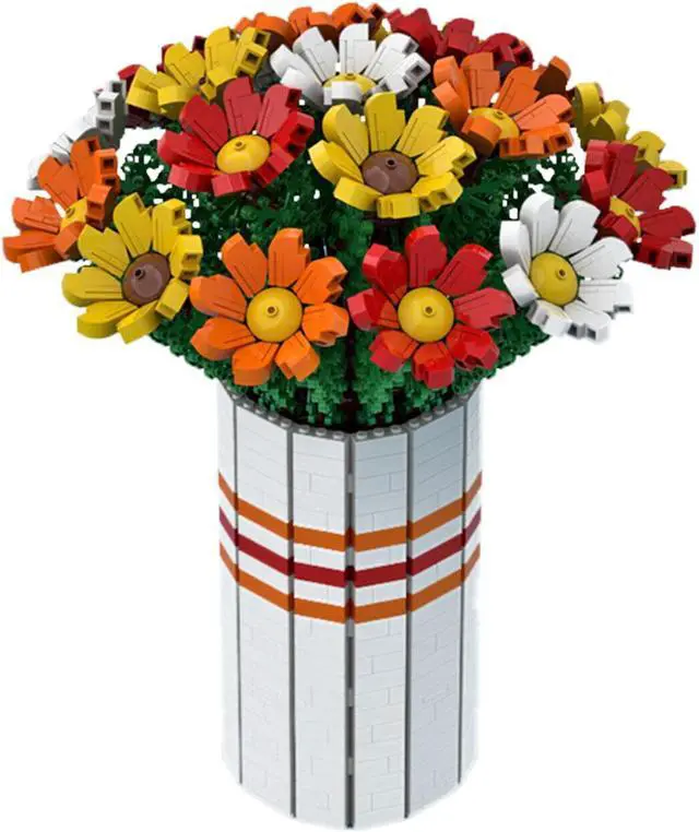 Main image of ZITIANYOUBUILD YOUFOY Bouquet of Colorful Flowers with Vase for Collection 1963 Pieces