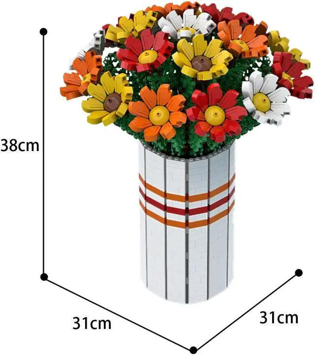 Alt view image 4 of 4 - ZITIANYOUBUILD YOUFOY Bouquet of Colorful Flowers with Vase for Collection 1963 Pieces
