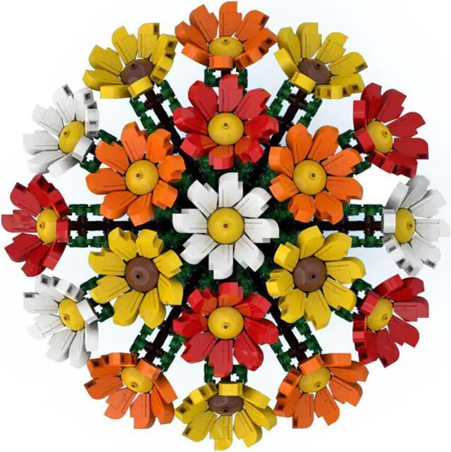 Alt view image 3 of 4 - ZITIANYOUBUILD YOUFOY Bouquet of Colorful Flowers with Vase for Collection 1963 Pieces