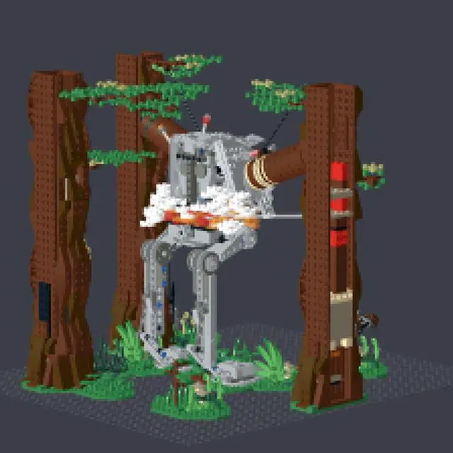 Main image of ZITIANYOUBUILD MOC-155772 Two Tree stumps Knock Down Walker Iconic Scene from Movie 1538 Parts