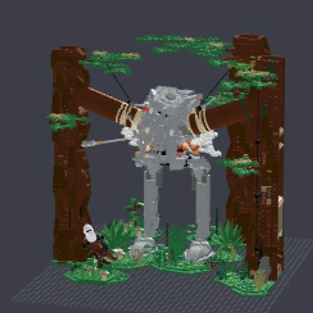 Alt view image 2 of 3 - ZITIANYOUBUILD MOC-155772 Two Tree stumps Knock Down Walker Iconic Scene from Movie 1538 Parts