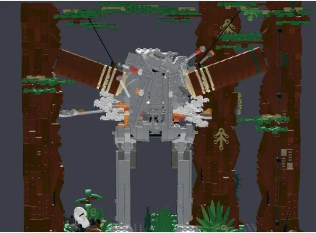 Alt view image 3 of 3 - ZITIANYOUBUILD MOC-155772 Two Tree stumps Knock Down Walker Iconic Scene from Movie 1538 Parts