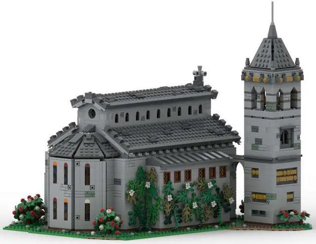 Alt view image 2 of 4 - ZITIANYOUBUILD MOC-148070 Medieval Cathedral Model with Tower Clock Modular Building 2832 Parts