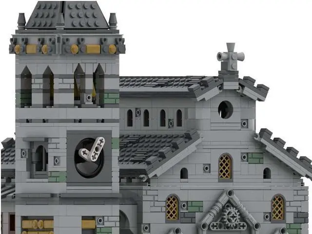 Alt view image 3 of 4 - ZITIANYOUBUILD MOC-148070 Medieval Cathedral Model with Tower Clock Modular Building 2832 Parts