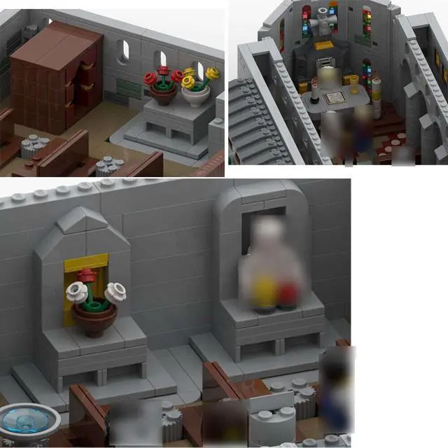 Alt view image 4 of 4 - ZITIANYOUBUILD MOC-148070 Medieval Cathedral Model with Tower Clock Modular Building 2832 Parts