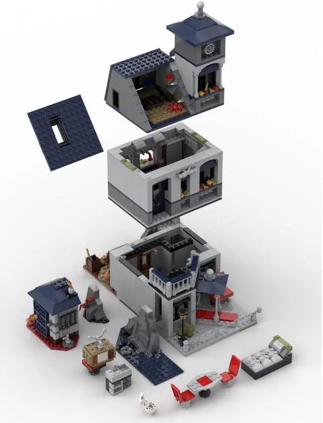 Alt view image 3 of 3 - ZITIANYOUBUILD C4472 Secret Hideout Modular Building with Kitchen Area, Bed &TV 1028 Parts