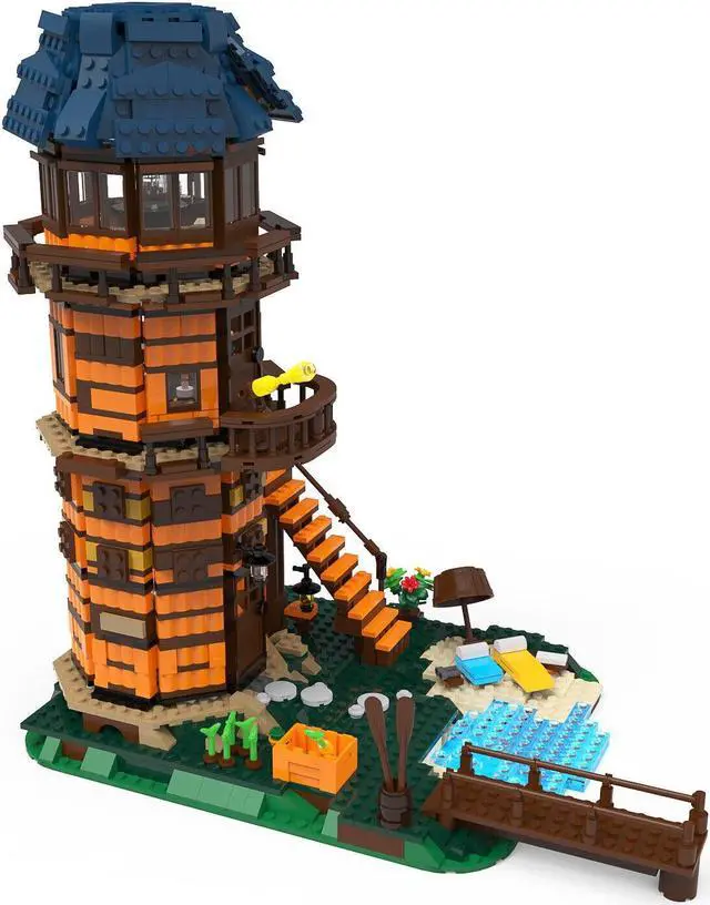 Alt view image 2 of 6 - ZITIANYOUBUILD C7047 Modular Lighthouse Model with New Furnishing, New Roof 1630 Parts