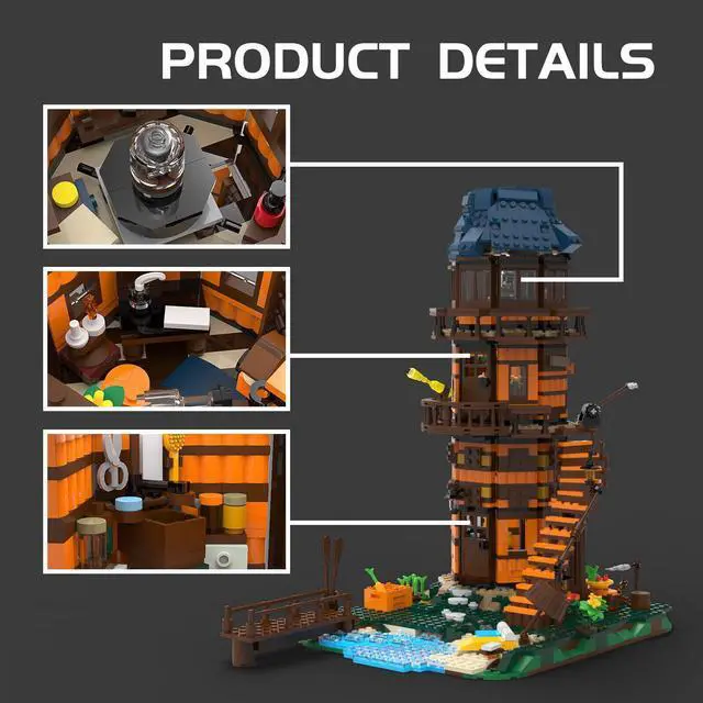 Alt view image 4 of 6 - ZITIANYOUBUILD C7047 Modular Lighthouse Model with New Furnishing, New Roof 1630 Parts