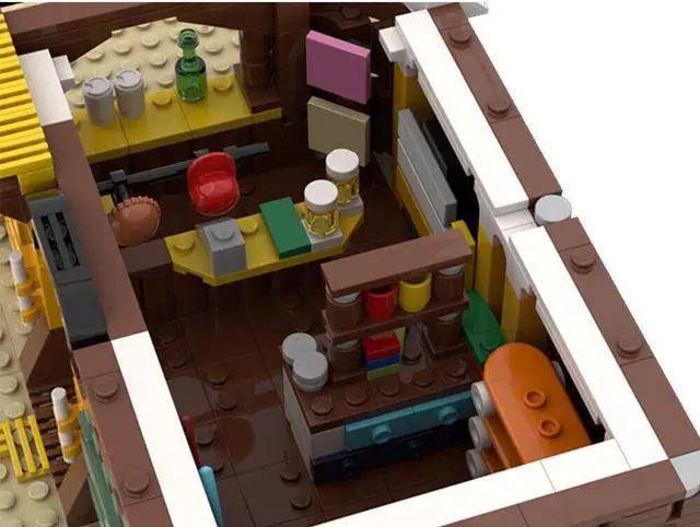 Alt view image 3 of 3 - ZITIANYOUBUILD MOC-111058 Beach Bar and Surf Shop with Barrel Tables and a Palm Tree 932 Parts