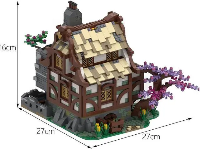 Alt view image 2 of 2 - ZITIANYOUBUILD C7376 Medieval Farmhouse with Purple Vine Tree Building Toys Set 1799 Parts