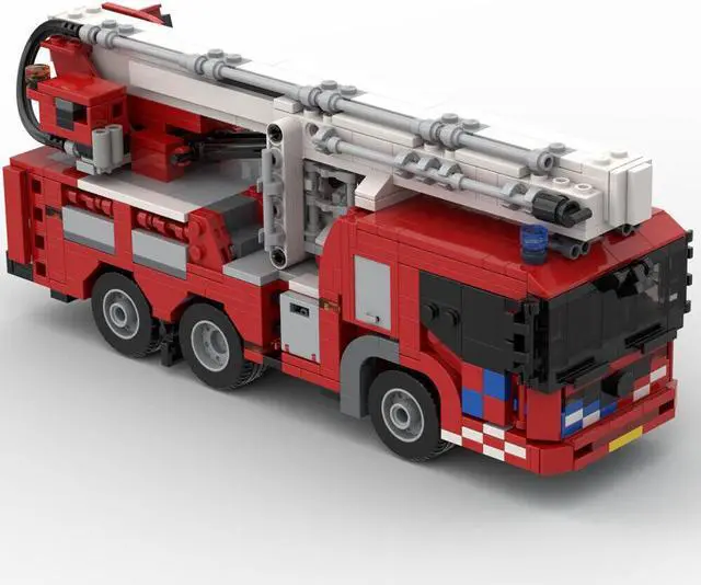 Alt view image 4 of 6 - ZITIANYOUBUILD MOC-55291 Fire Truck Aerial Platform with Elevator and Cabin 864 Parts