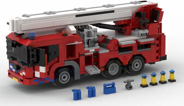 Alt view image 3 of 6 - ZITIANYOUBUILD MOC-55291 Fire Truck Aerial Platform with Elevator and Cabin 864 Parts