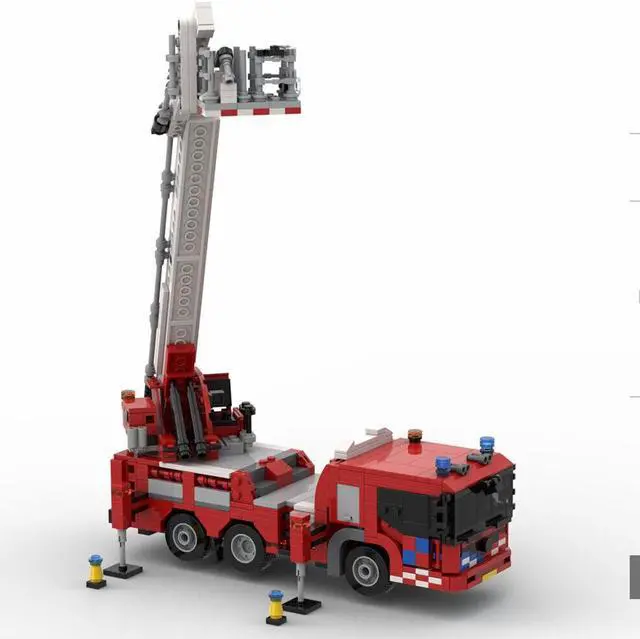 Alt view image 5 of 6 - ZITIANYOUBUILD MOC-55291 Fire Truck Aerial Platform with Elevator and Cabin 864 Parts