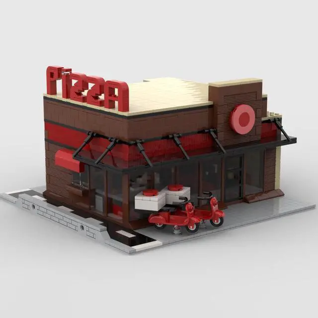 Alt view image 2 of 3 - ZITIANYOUBUILD YOUFOY Modular Building Store Model with Delivery Motorcycle 1405 Pieces