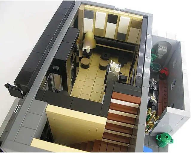 Alt view image 3 of 3 - ZITIANYOUBUILD C4222 Modular Café 3-storey Building Model with Courtyard 2956 Parts