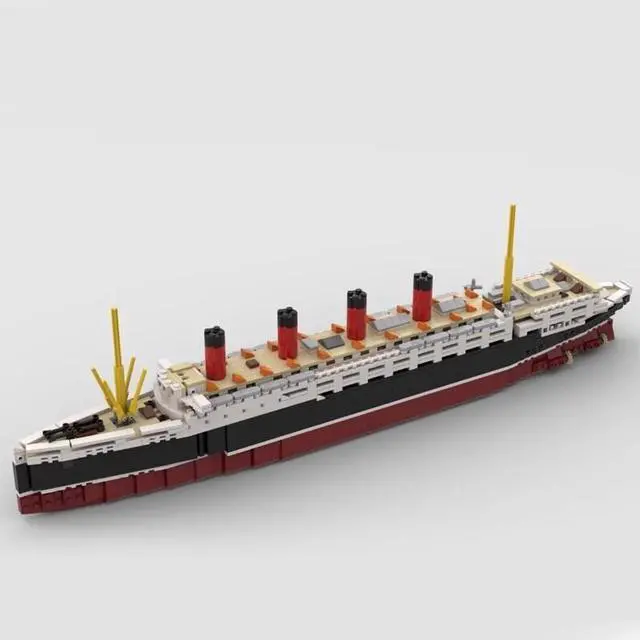 Alt view image 3 of 3 - ZITIANYOUBUILD Custom Moc-58644 Rms Lusitania Ocean Liner Steamship 1:400 Scale 1824 Parts