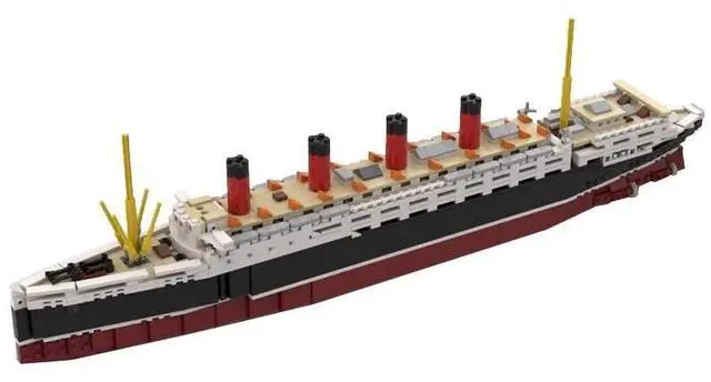 Alt view image 2 of 3 - ZITIANYOUBUILD Custom Moc-58644 Rms Lusitania Ocean Liner Steamship 1:400 Scale 1824 Parts