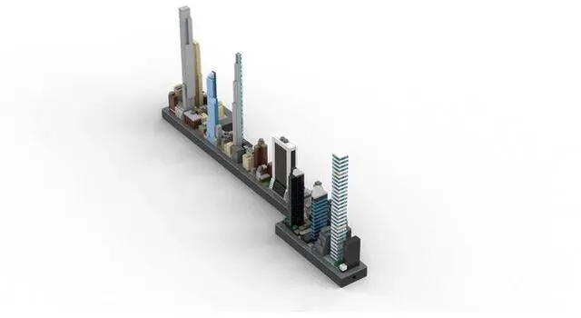 Alt view image 3 of 3 - ZITIANYOUBUILD Custom MOC-136555 1/2000 Scale New York Billionaires Row Building Blocks Set (1393PCS)