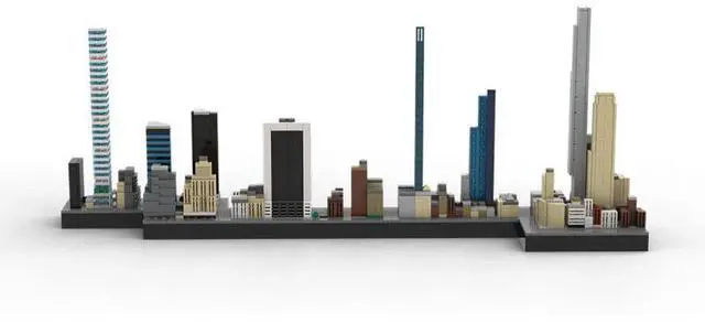 Alt view image 2 of 3 - ZITIANYOUBUILD Custom MOC-136555 1/2000 Scale New York Billionaires Row Building Blocks Set (1393PCS)