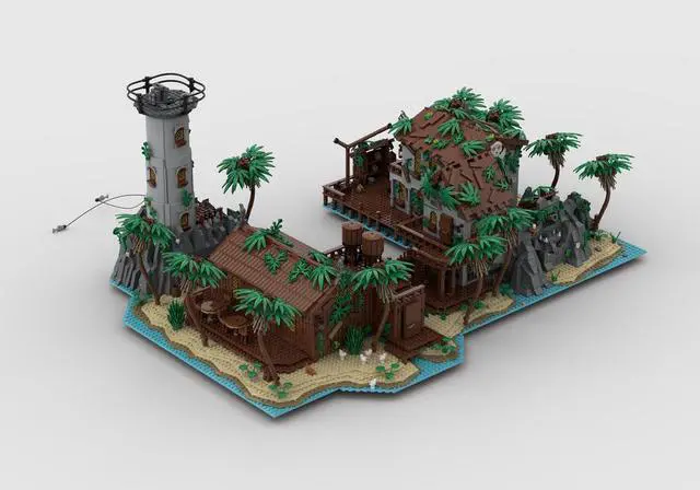 Main image of ZITIANYOUBUILD Custom MOC-175455 Pirate Island Bay with Harbour, Tavern, Prison 9888 Parts