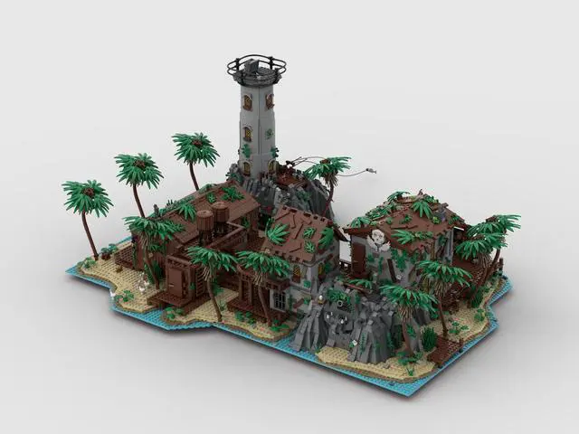 Alt view image 2 of 3 - ZITIANYOUBUILD Custom MOC-175455 Pirate Island Bay with Harbour, Tavern, Prison 9888 Parts