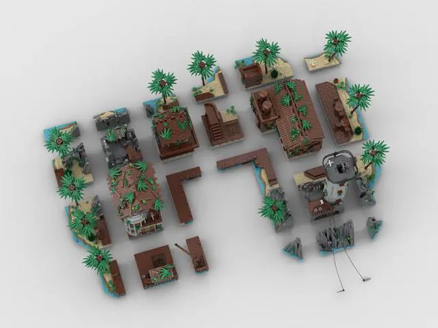 Alt view image 3 of 3 - ZITIANYOUBUILD Custom MOC-175455 Pirate Island Bay with Harbour, Tavern, Prison 9888 Parts