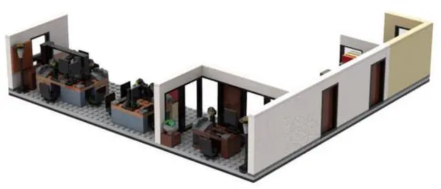Alt view image 2 of 3 - ZITIANYOUBUILD Custom MOC-141391+MOC-140436 Office Building Scene Model(2078PCS) Toys Gift