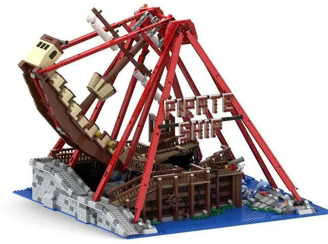 Alt view image 2 of 3 - ZITIANYOUBUILD Custom MOC-67413 Theme Park Pirate Ship Ride (2389 Parts) Building Toys Set Gift