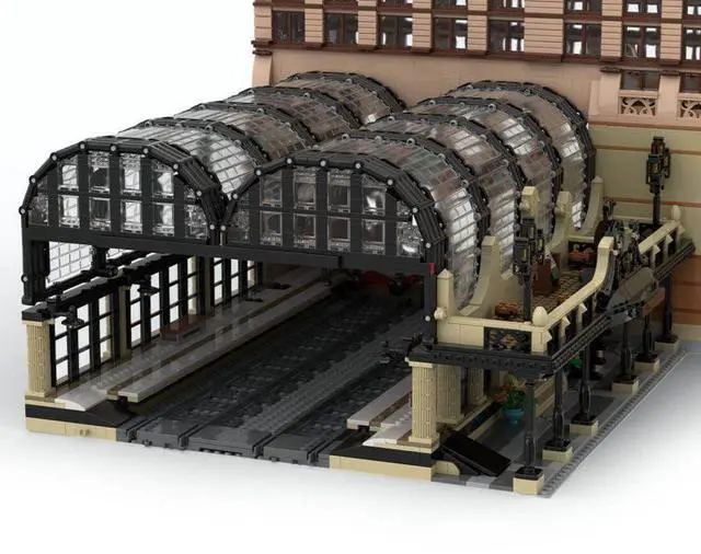 Alt view image 2 of 3 - ZITIANYOUBUILD Custom MOC-167905 Train Station Modular Building with Realistic Roof 2572pcs