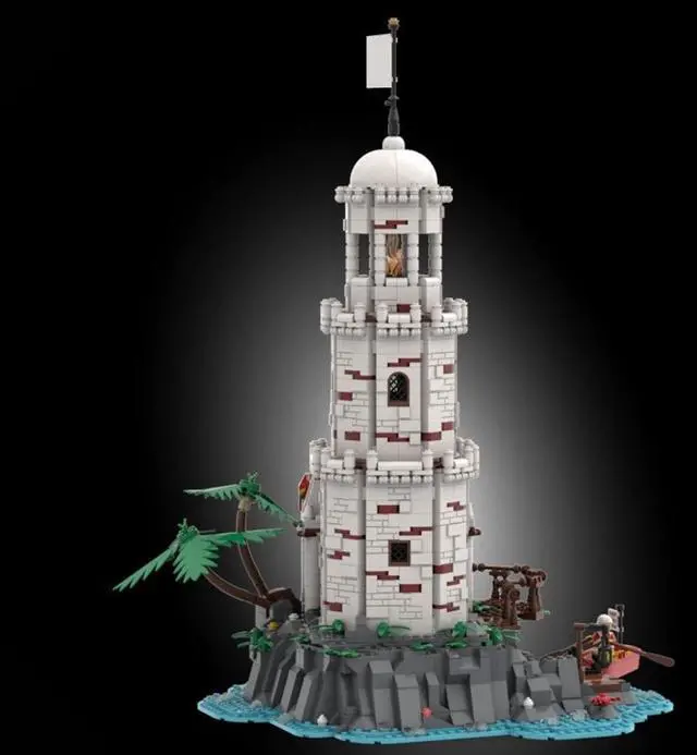 Alt view image 2 of 3 - ZITIANYOUBUILD Custom MOC-194172 Royal Lighthouse with Ship for Pirates Series 2575 Parts