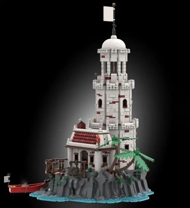 Alt view image 3 of 3 - ZITIANYOUBUILD Custom MOC-194172 Royal Lighthouse with Ship for Pirates Series 2575 Parts