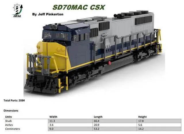 Alt view image 2 of 3 - ZITIANYOUBUILD Custom MOC-146365 CSX-SD70MAC RC Train Small Particle(2074PCS/Dynamic Version)